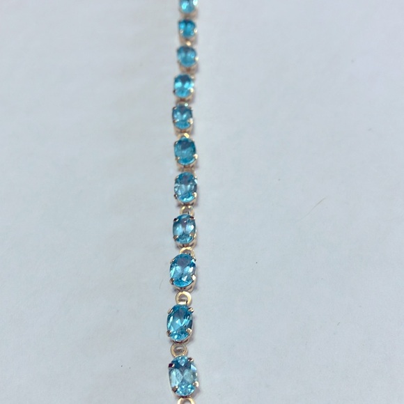 Natural Swiss blue topaz, tennis bracelet - Picture 2 of 7